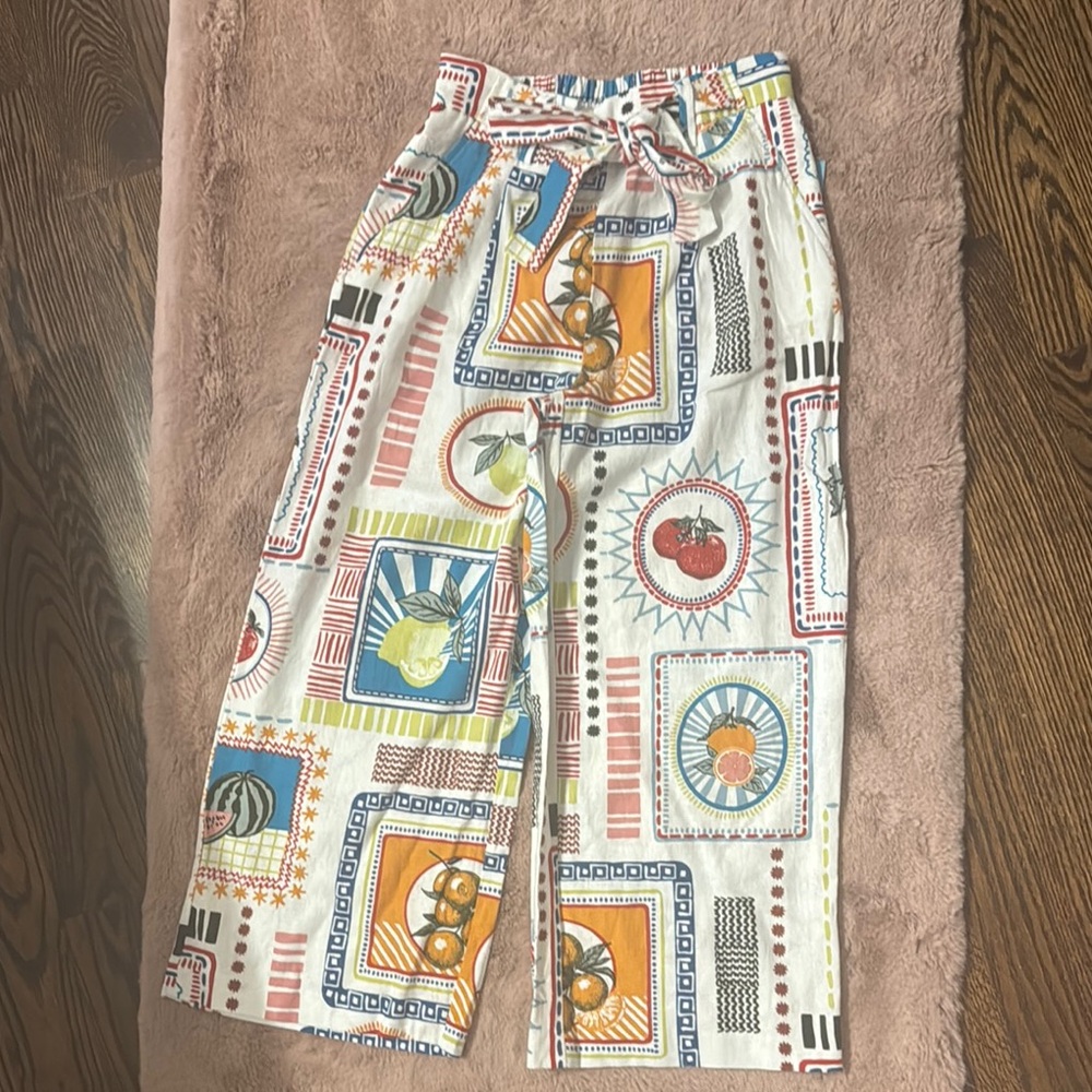 Colorful Patterned Wide-Leg Pants
